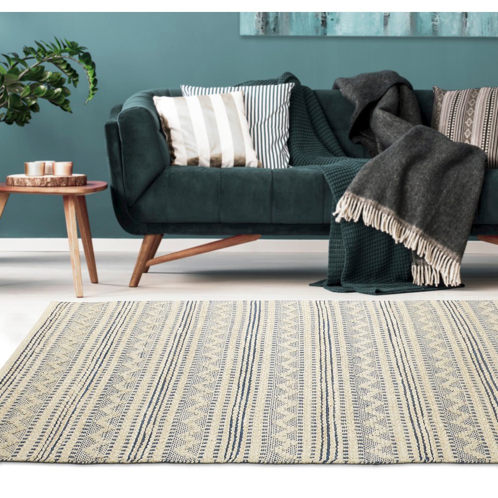 Earth Jute Blend Area Rug Indoor in Ivory/Blue, 7'9" x 9'9". Picture 2