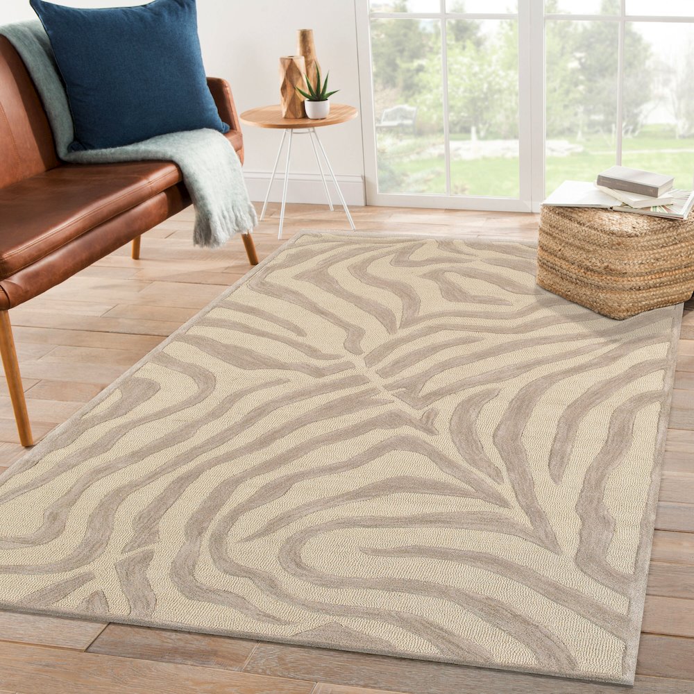 Fashion Wool Area Rug Indoor in Beige/Gray, 5' x 7'9". Picture 8