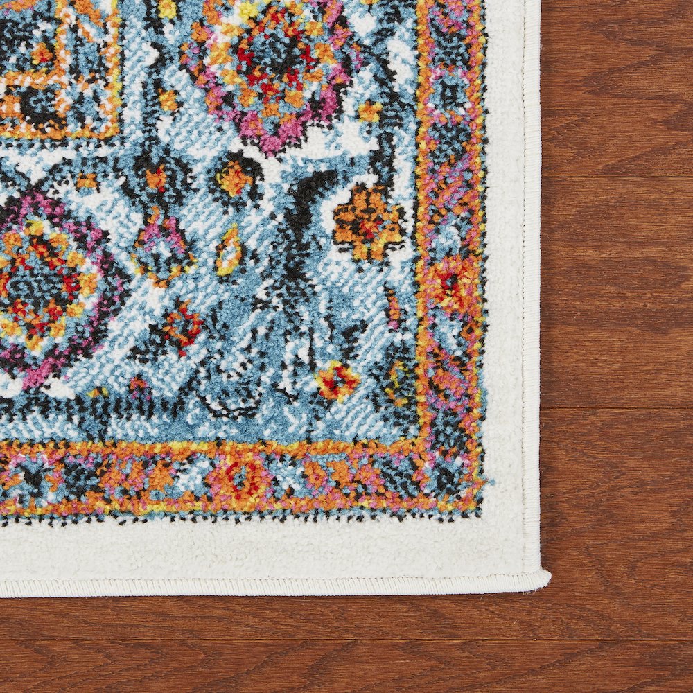 Fusion Olefin Area Rug Indoor in White/Blue, 2'3" x 7'. Picture 4