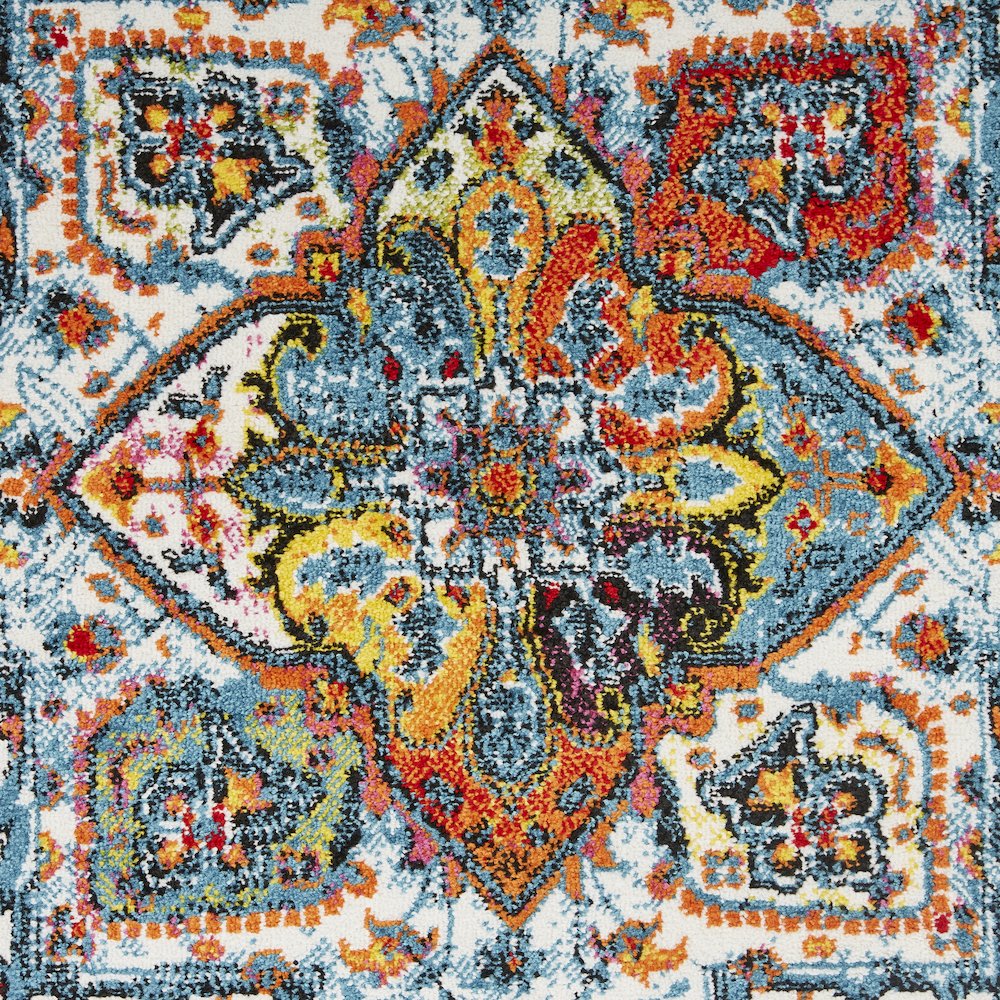 Fusion Olefin Area Rug Indoor in White/Blue, 2'3" x 7'. Picture 6