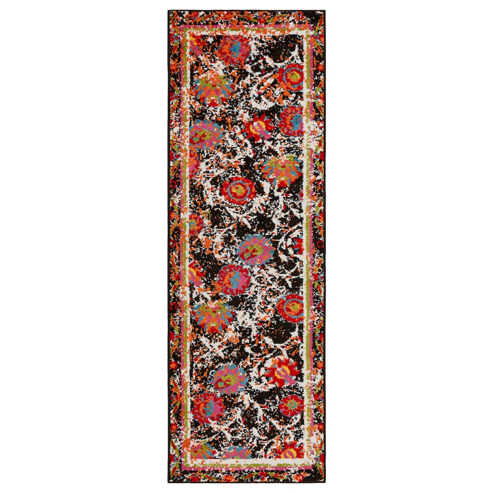 Fusion Jute Area Rug Indoor in Black/Multicolored, 2'3" x 7'. Picture 1
