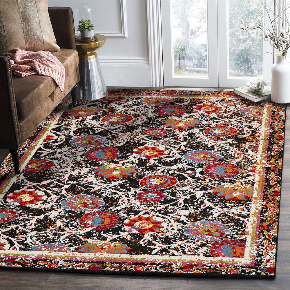 Fusion Jute Area Rug Indoor in Black/Multicolored, 2'3" x 7'. Picture 8