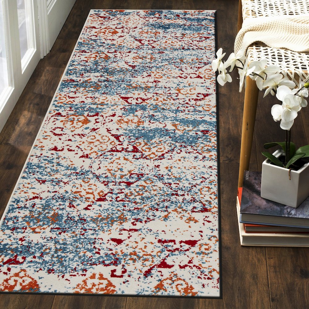 Fusion Jute Area Rug Indoor in Blue/White, 2'3" x 7'. Picture 6