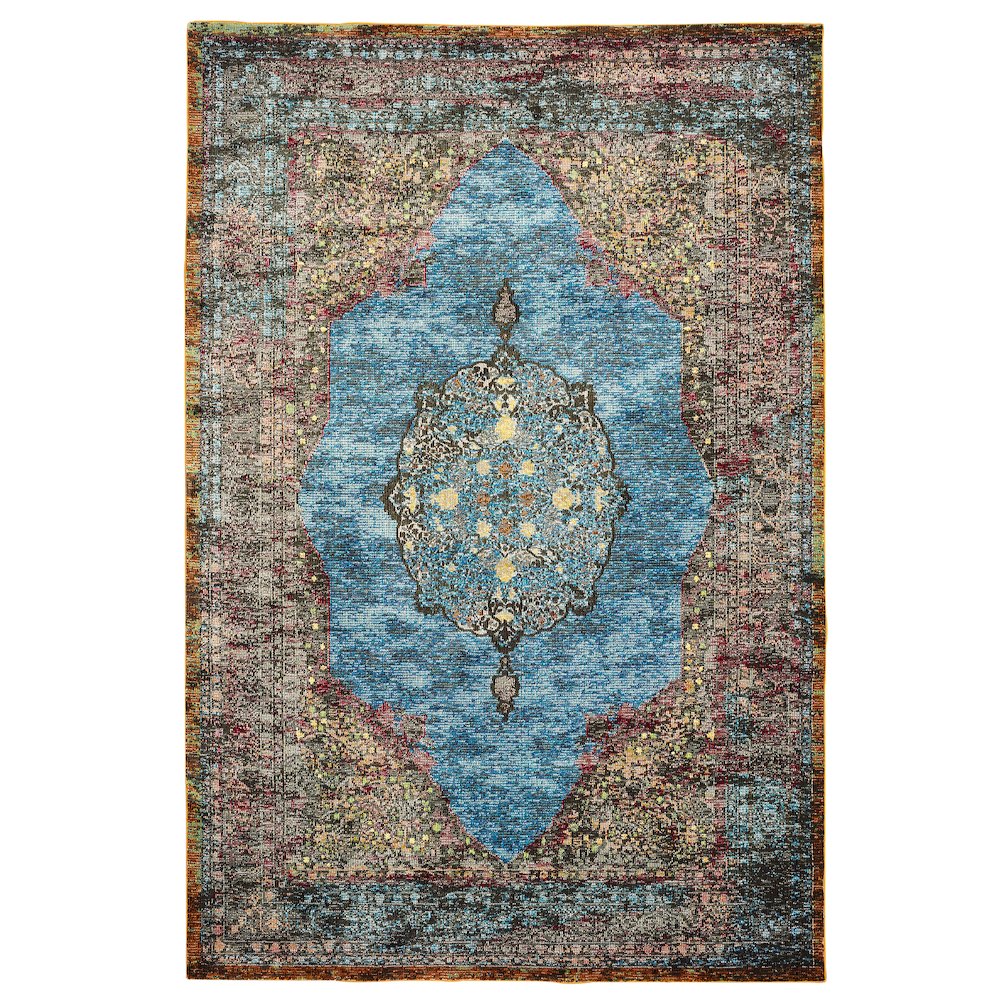 Gala Durable Performance Area Rug Indoor in Blue/Multicolored, 1'10" x 3'. Picture 1