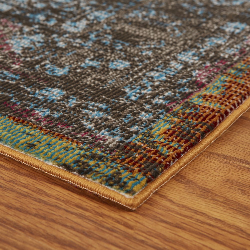 Gala Durable Performance Area Rug Indoor in Blue/Multicolored, 1'10" x 3'. Picture 3