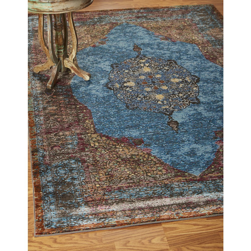 Gala Durable Performance Area Rug Indoor in Blue/Multicolored, 1'10" x 3'. Picture 8