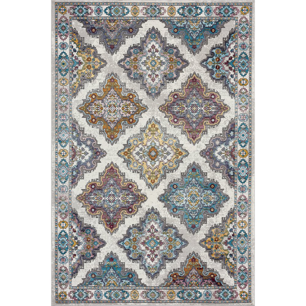 Gala Durable Performance Area Rug Indoor in Ivory/Multicolored, 7'6" x 9'6". Picture 1