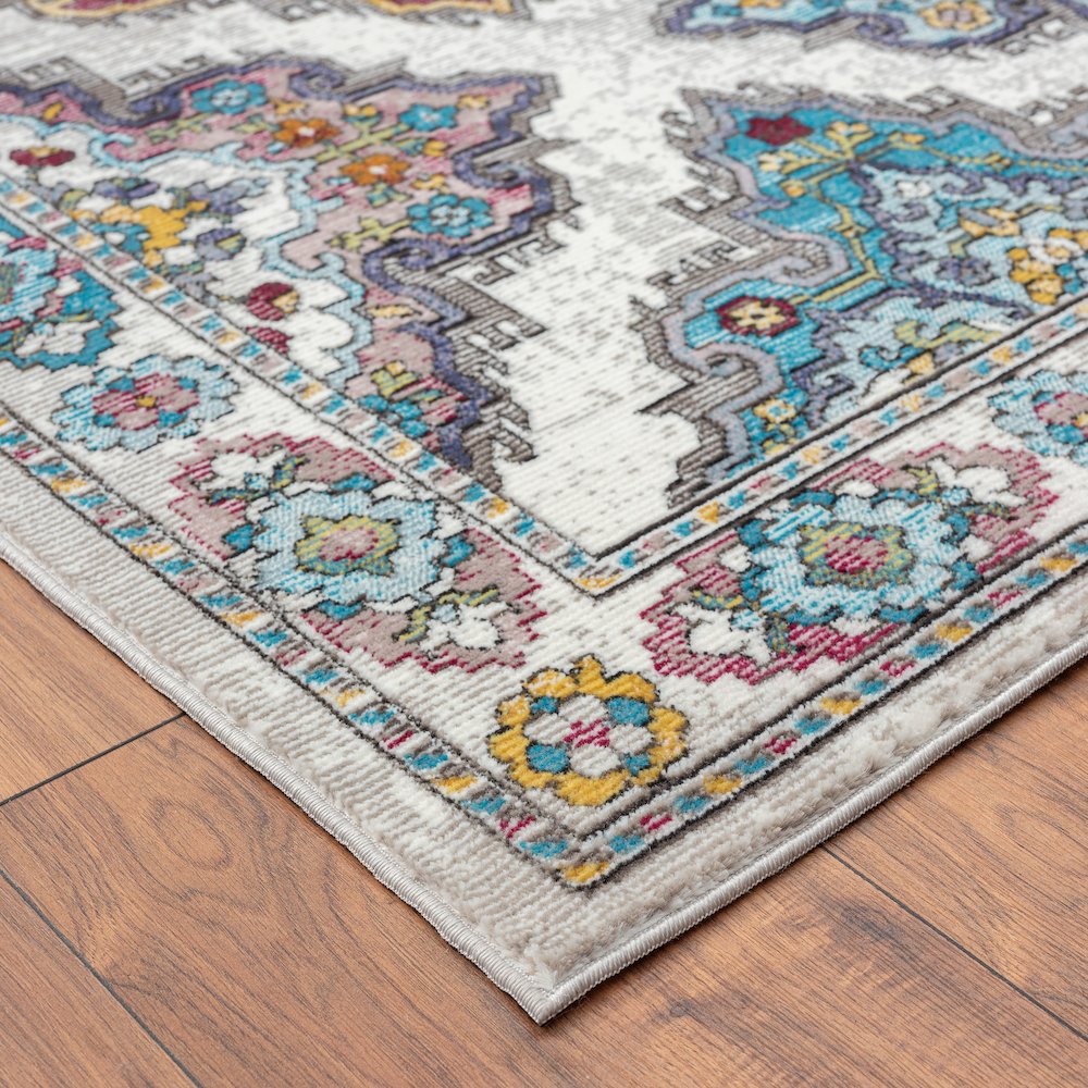 Gala Durable Performance Area Rug Indoor in Ivory/Multicolored, 5' x 7'6". Picture 3