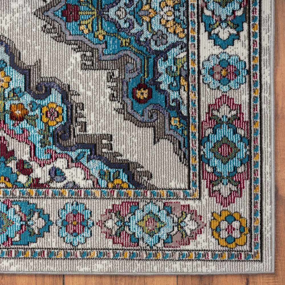 Gala Durable Performance Area Rug Indoor in Ivory/Multicolored, 5' x 7'6". Picture 6