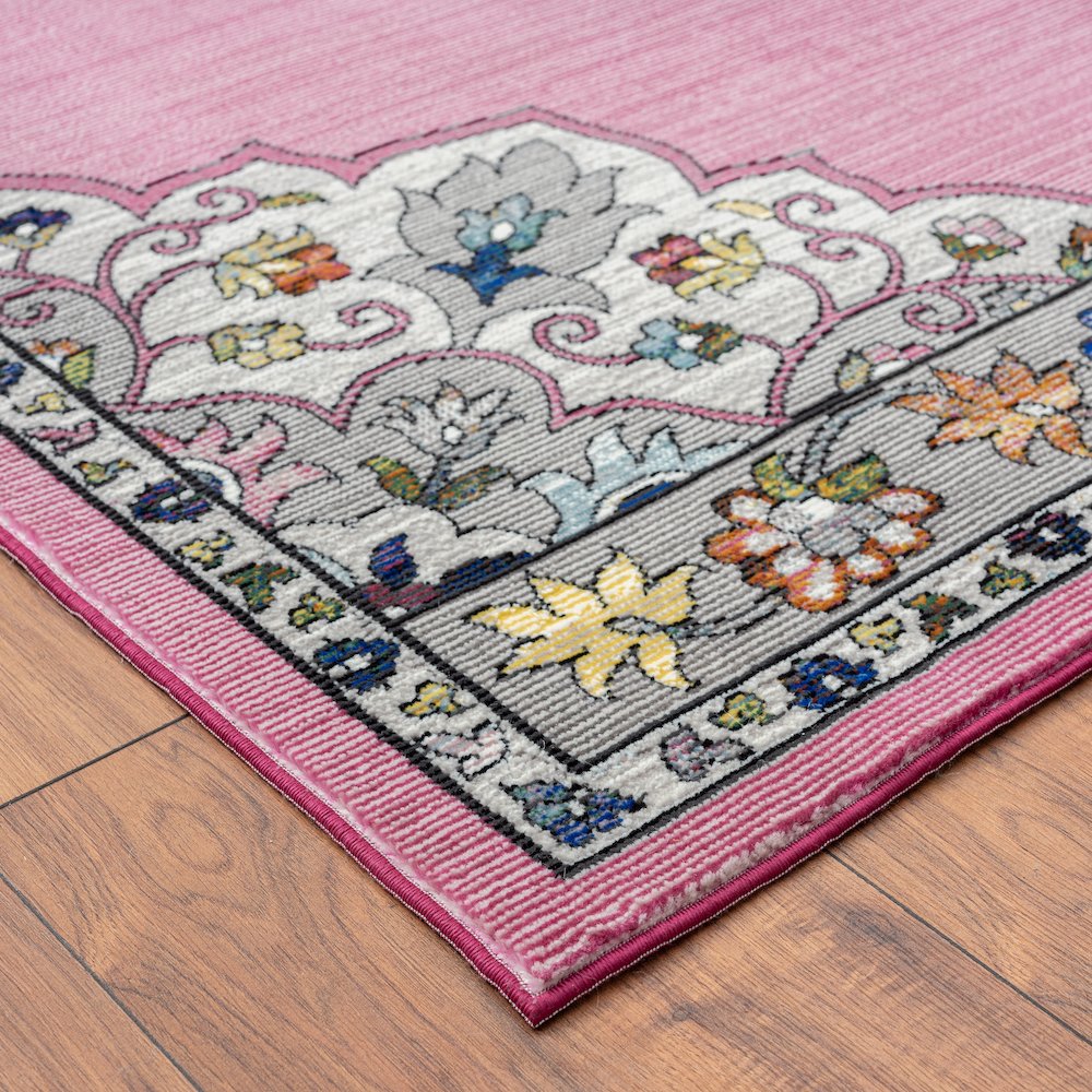 Gala Durable Performance Area Rug Indoor in Pink/Multicolored, 7'6" x 9'6". Picture 3