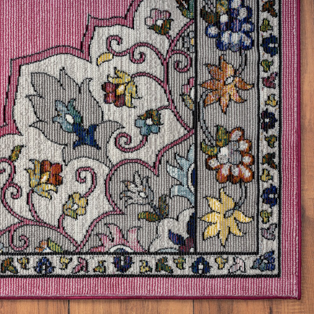Gala Durable Performance Area Rug Indoor in Pink/Multicolored, 7'6" x 9'6". Picture 6