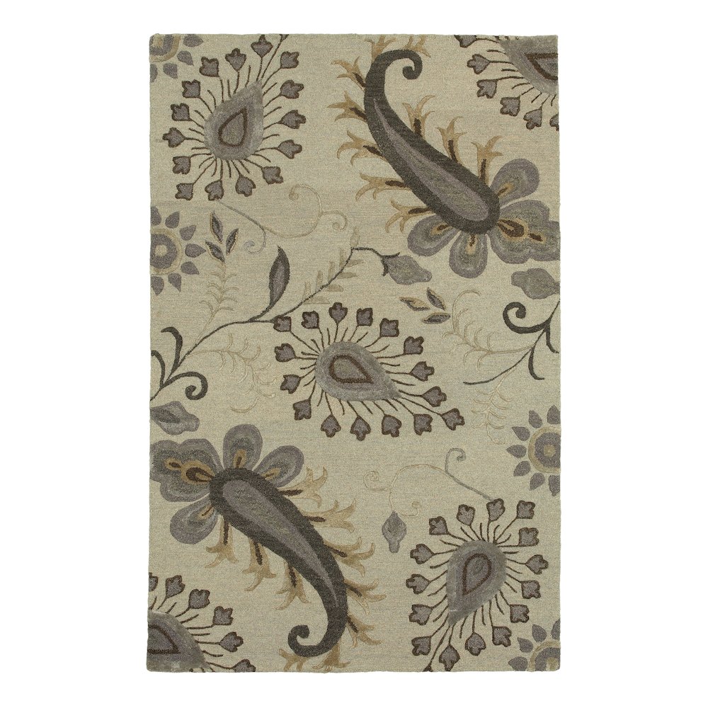 Glamour Wool Area Rug Indoor in Gray/Cream, 9' x 12'. Picture 1