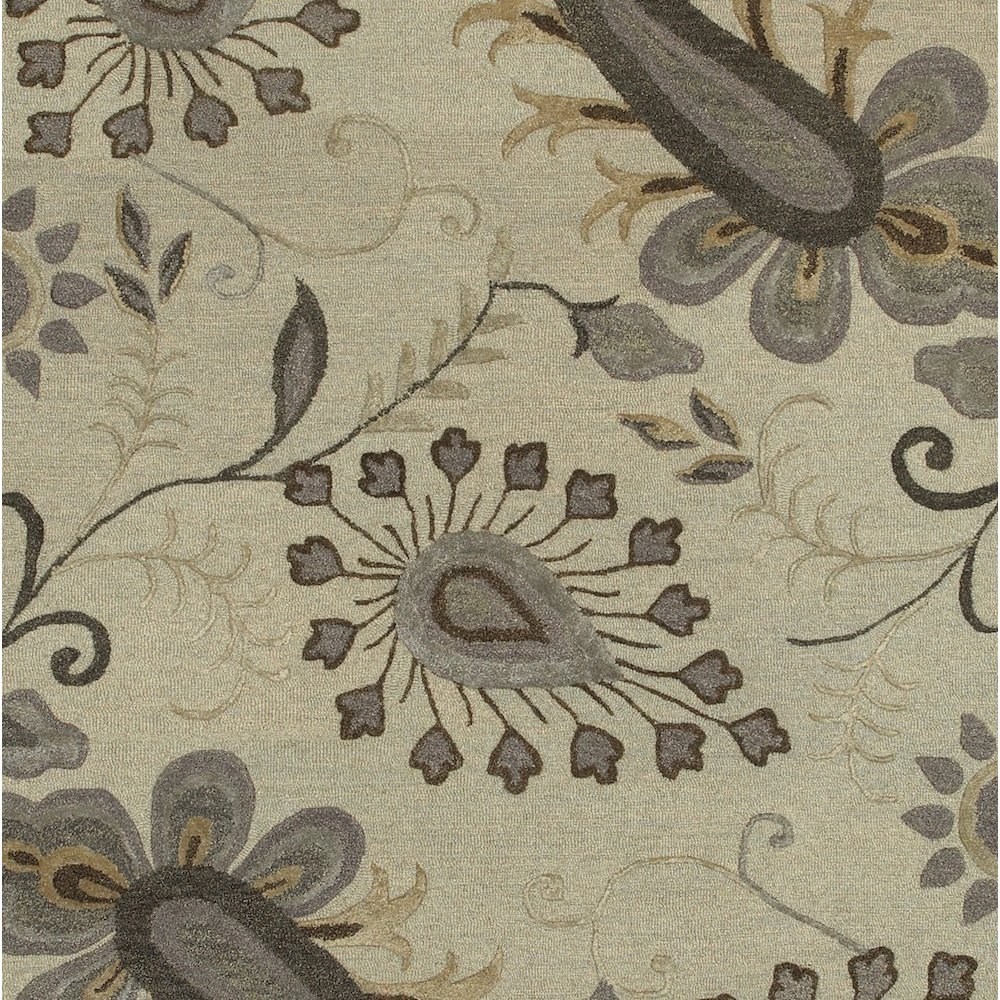Glamour Wool Area Rug Indoor in Gray/Cream, 9' x 12'. Picture 3