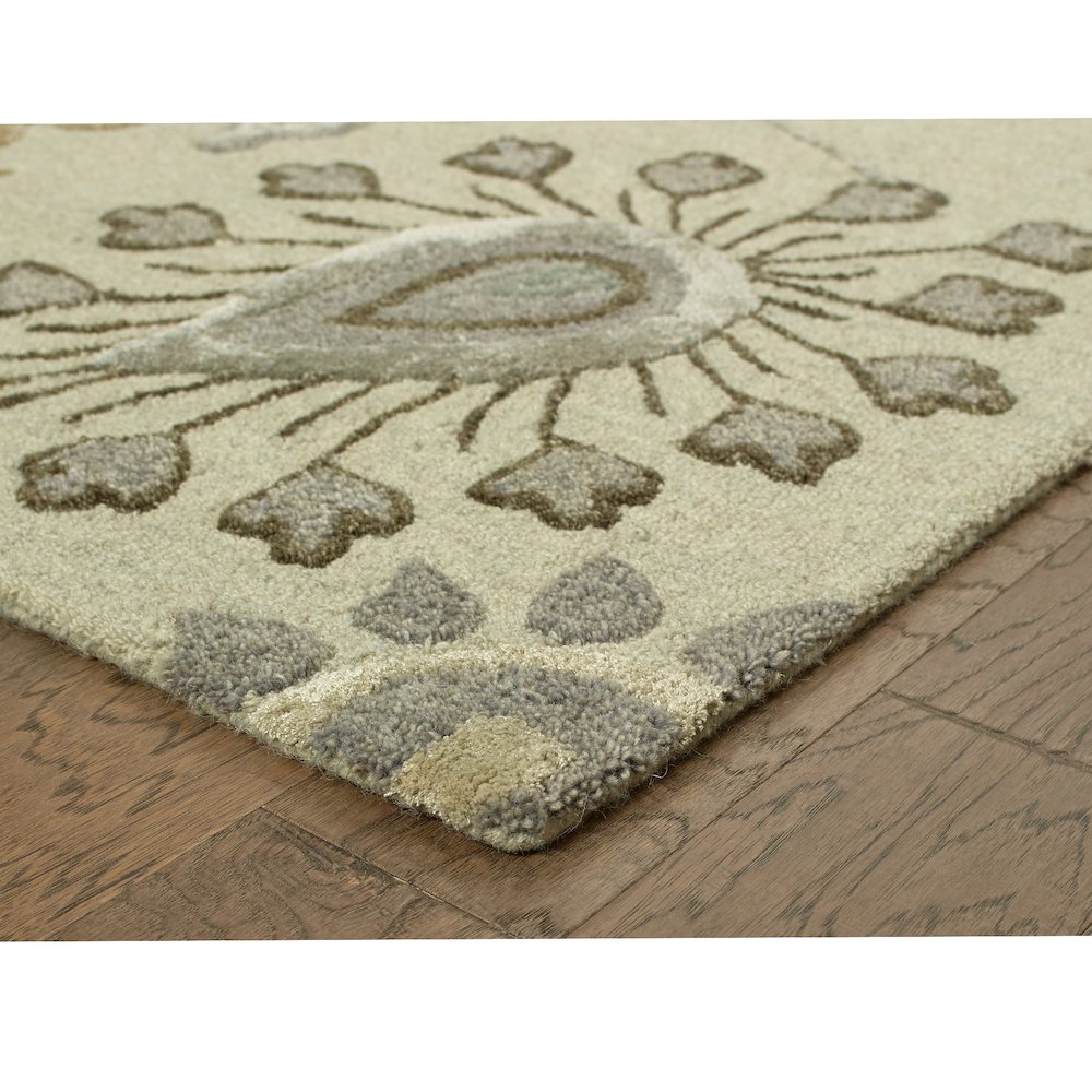 Glamour Wool Area Rug Indoor in Gray/Cream, 9' x 12'. Picture 2