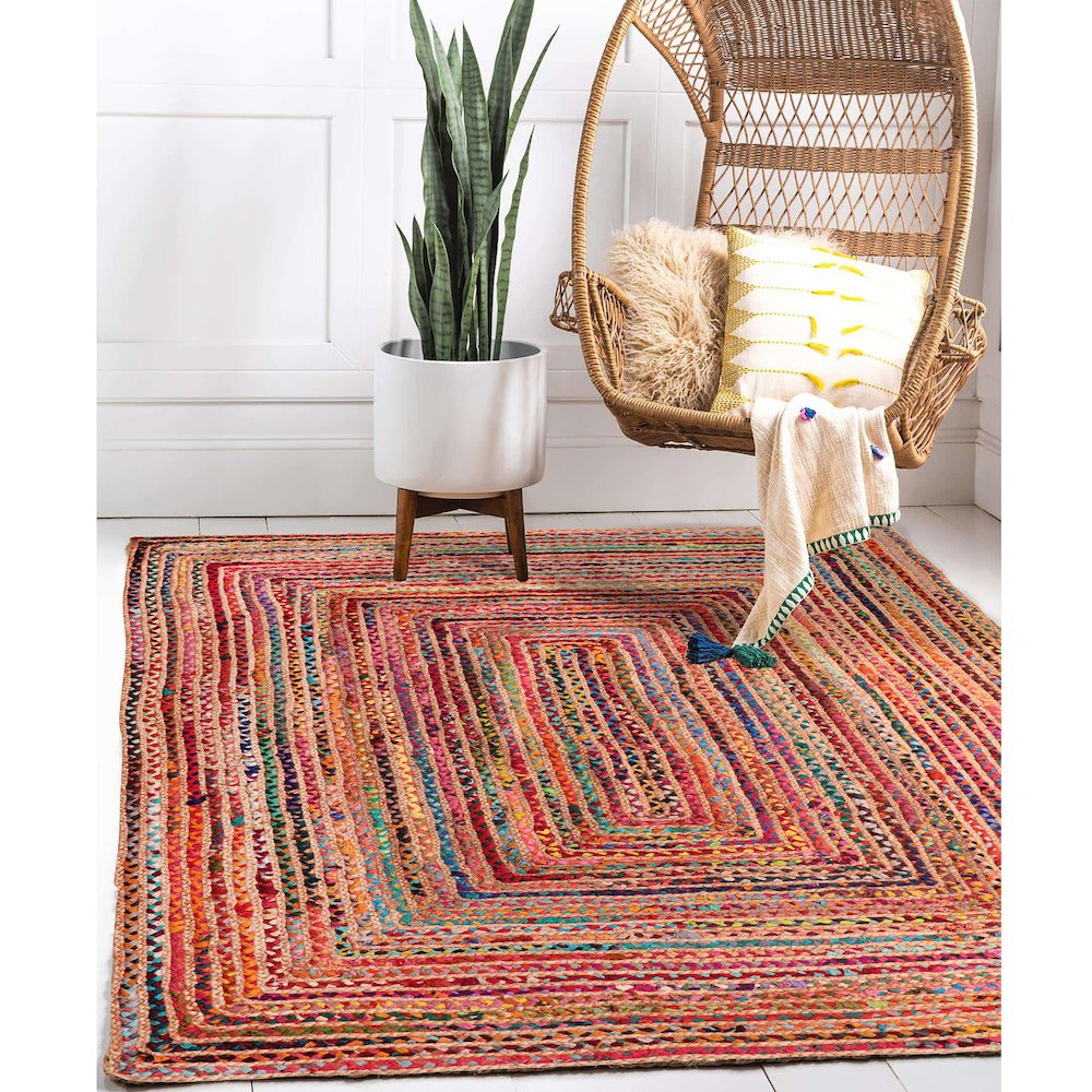 Havana Cotton Blend Area Rug Indoor in Tan/Multicolored, 5' x 7'6". Picture 2