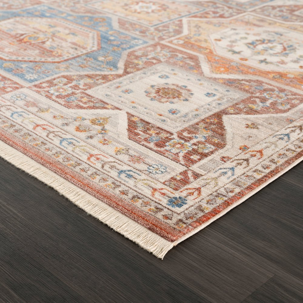 Holi Durable Performance Area Rug Indoor in Red/Ivory, 5' x 8'. Picture 3