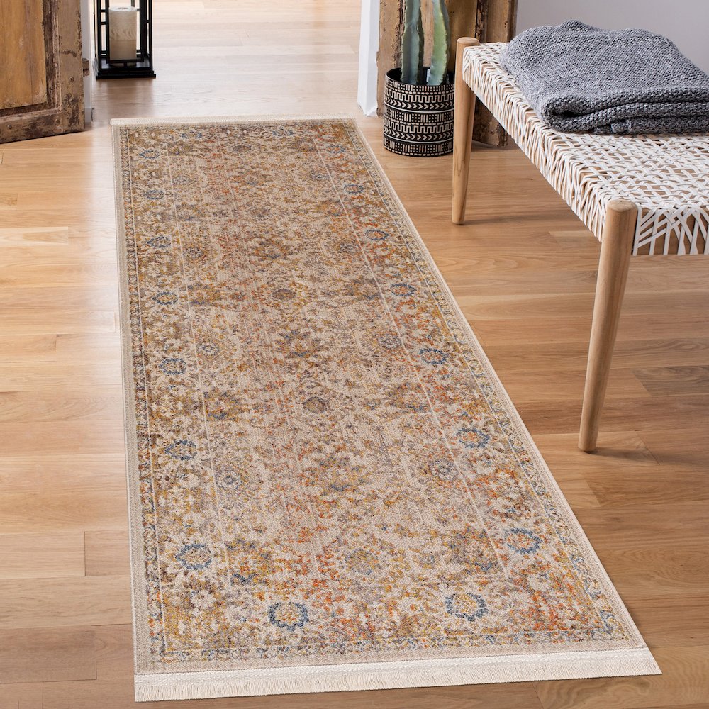 Holi Durable Performance Area Rug Indoor in Ivory/Beige, 2' x 6'. Picture 7
