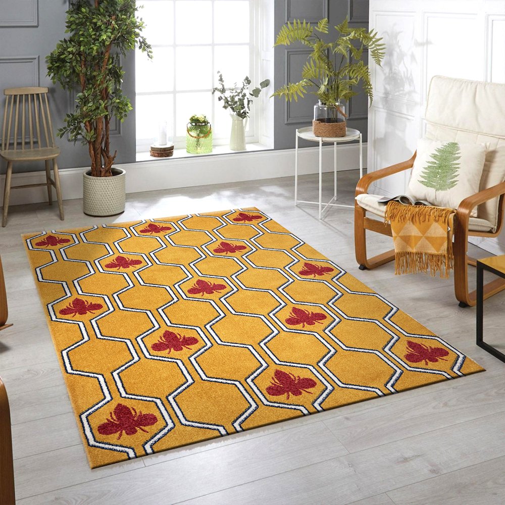Harmony Durable Performance Area Rug Indoor in Yellow/Red, 7'9" x 9'5". Picture 9