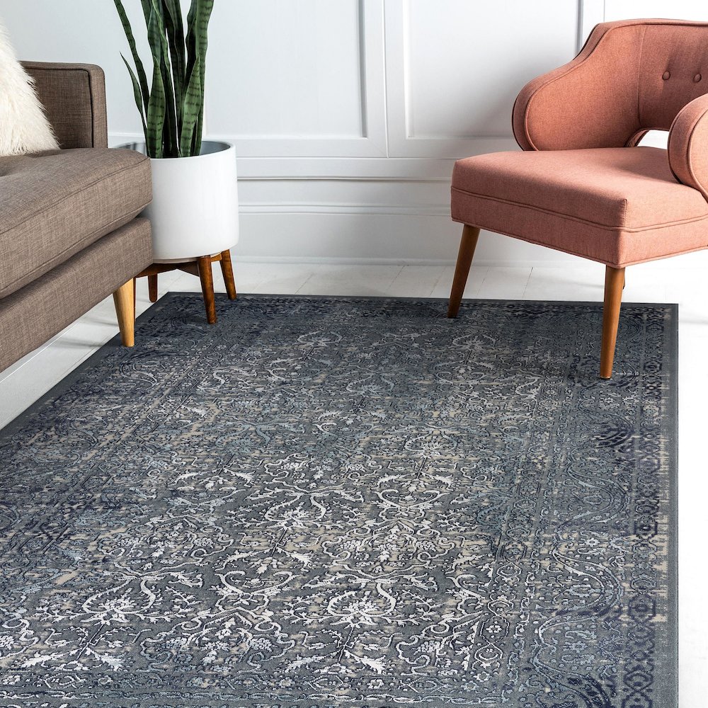 Imagine Durable Performance Area Rug Indoor in Blue/Blue, 2'2" x 7'7". Picture 7
