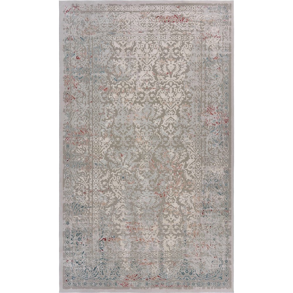 Imagine Durable Performance Area Rug Indoor in Gray/Red, 5'3" x 7'6". Picture 1