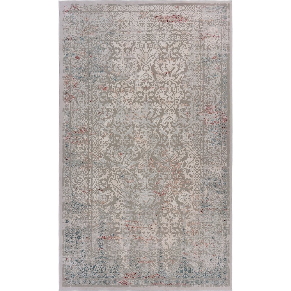 Imagine Durable Performance Area Rug Indoor in Gray/Red, 1'10" x 3'. Picture 1