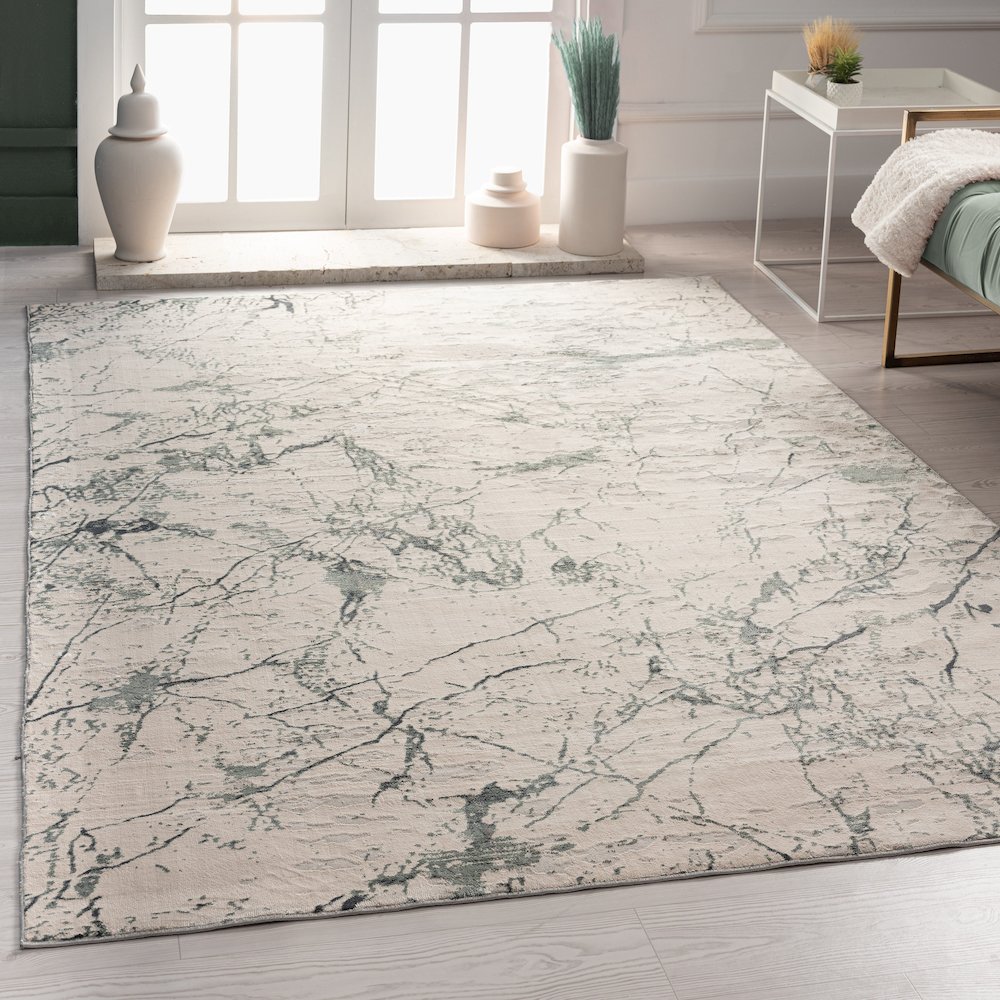 Imagine Durable Performance Area Rug Indoor in Ivory/Gray, 1'10" x 3'. Picture 2