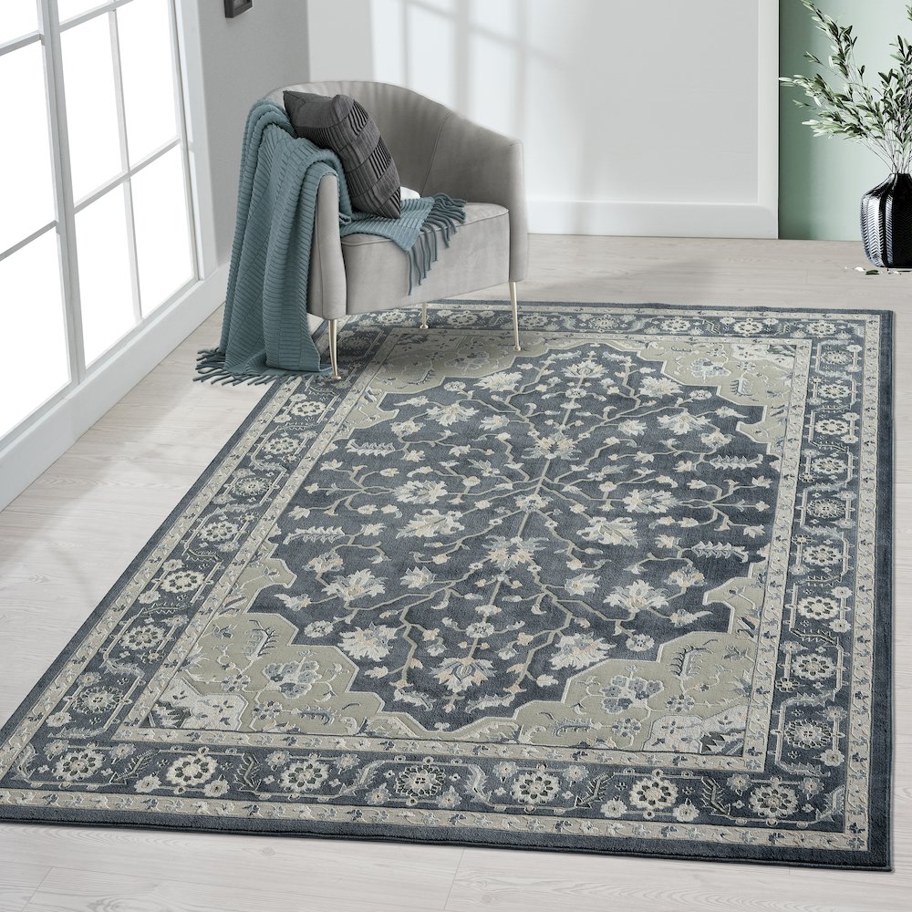 Imagine Durable Performance Area Rug Indoor in Blue/Blue, 5'3" x 7'6". Picture 7