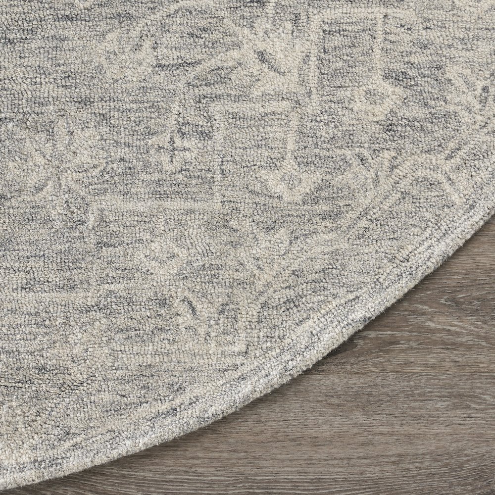 Juniper Wool Area Rug Indoor in Silver/Gray, 7'9" Round. Picture 6