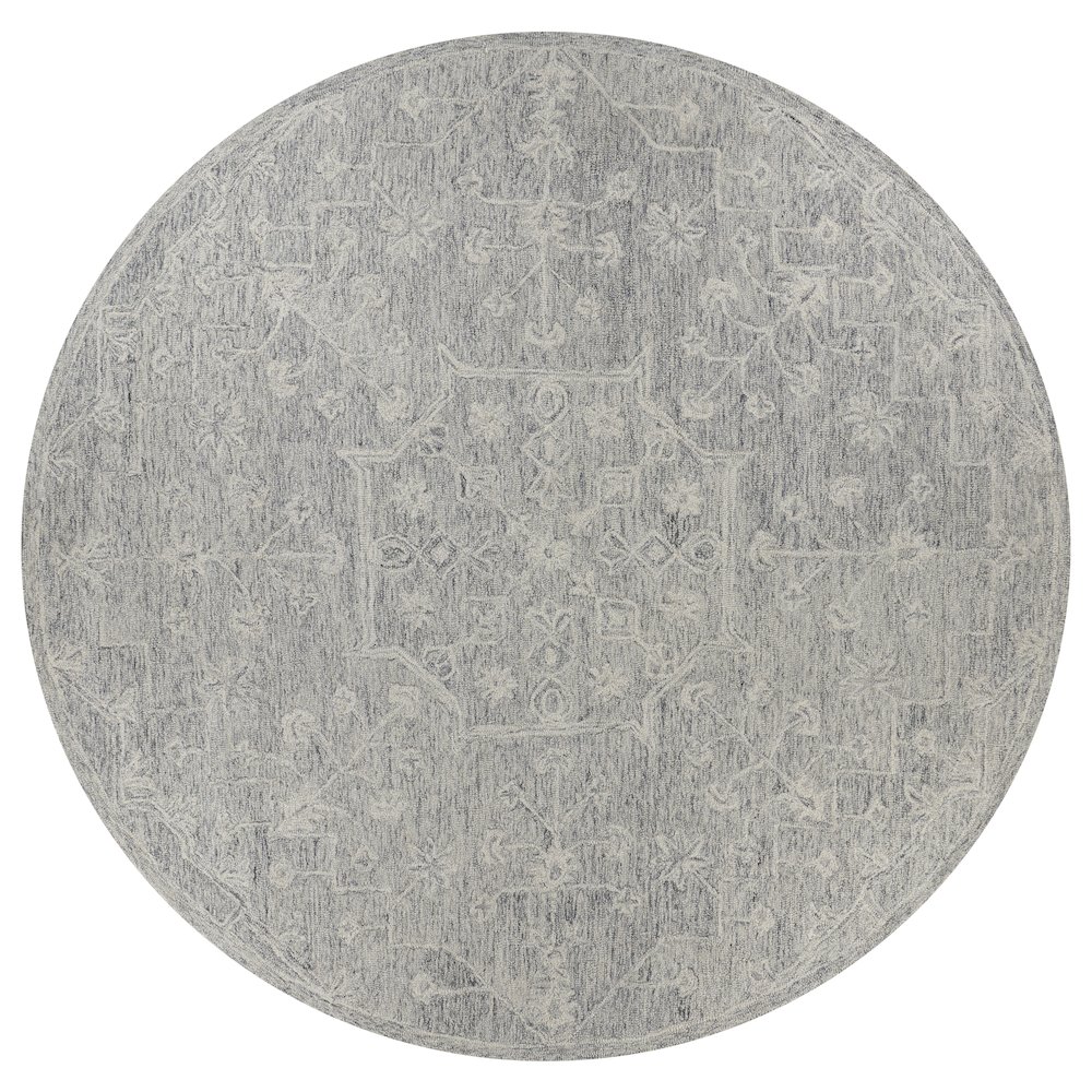 Juniper Wool Area Rug Indoor in Silver/Gray, 7'9" Round. Picture 1