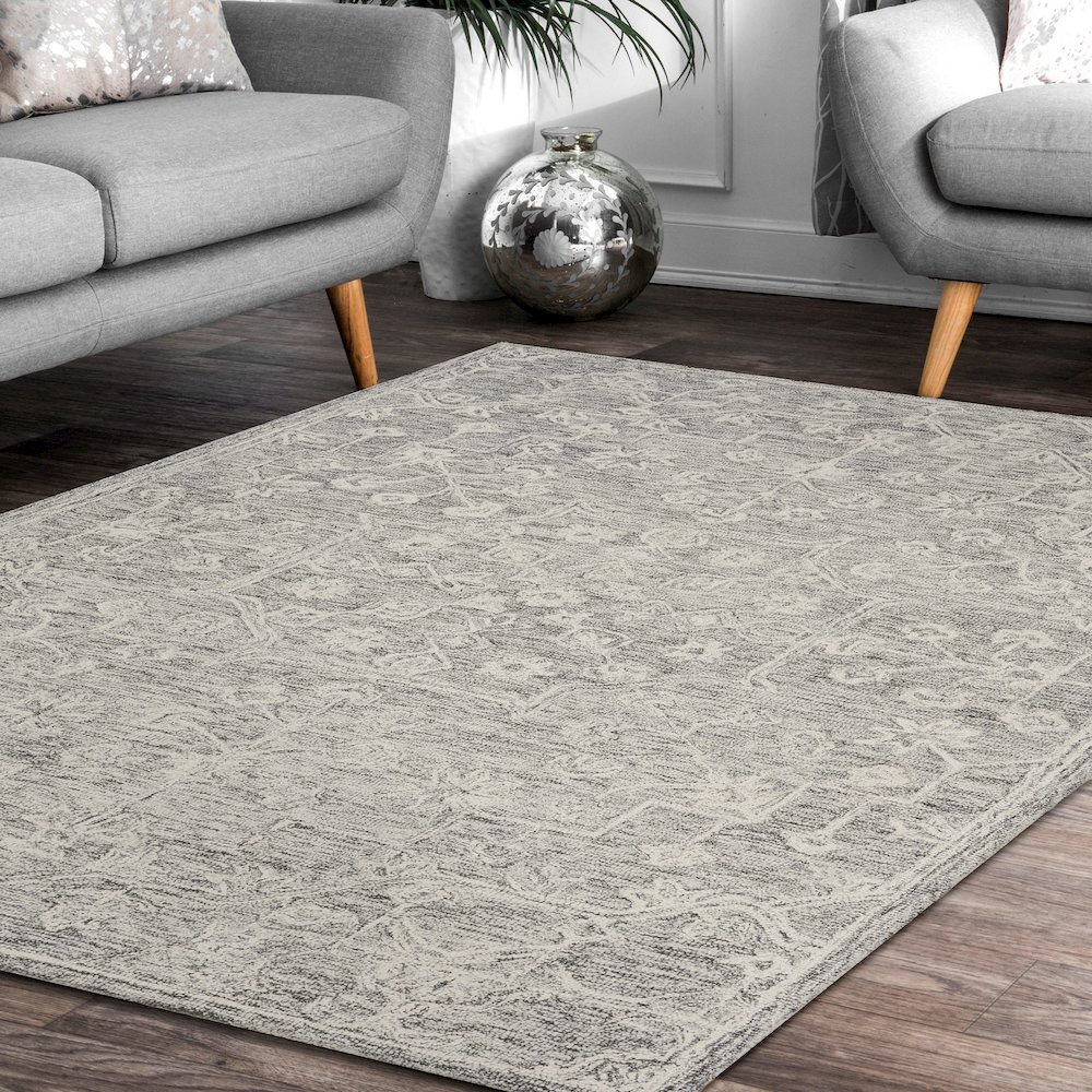 Juniper Wool Area Rug Indoor in Silver/Gray, 3' x 5'. Picture 2