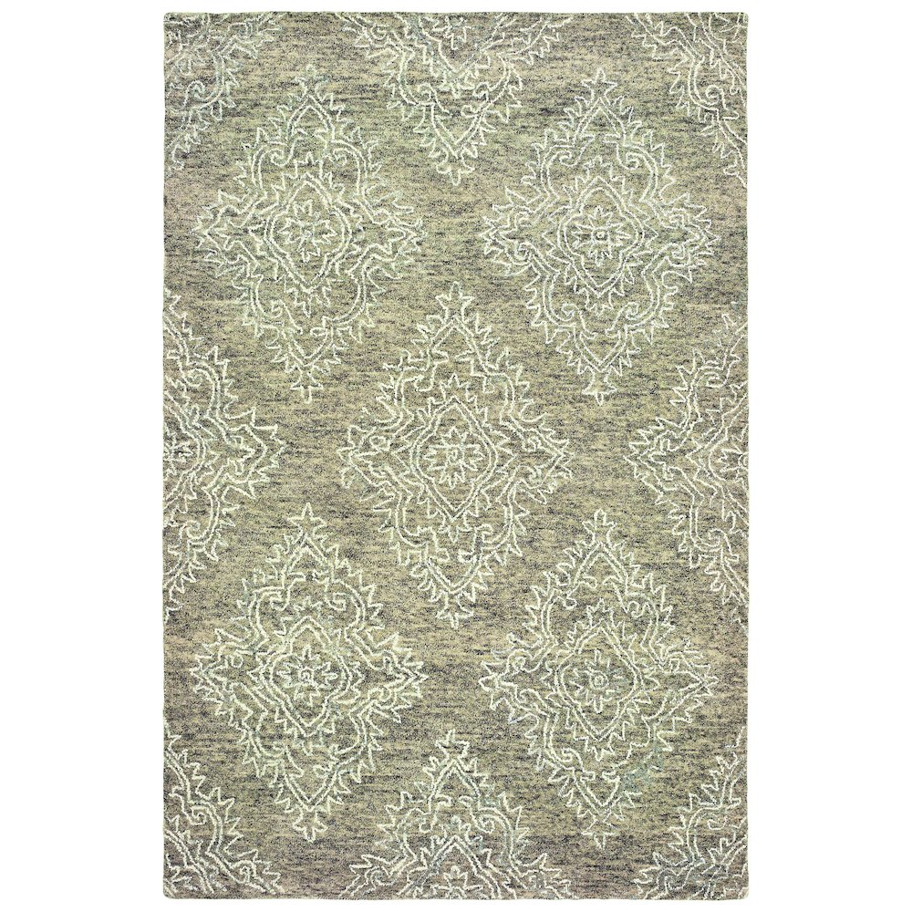 Karma Wool Area Rug Indoor in Beige/White, 9' x 12'. Picture 1
