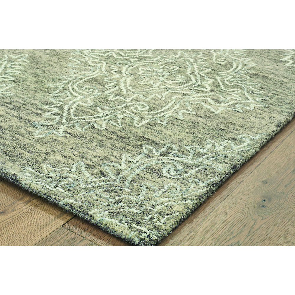 Karma Wool Area Rug Indoor in Beige/White, 9' x 12'. Picture 3