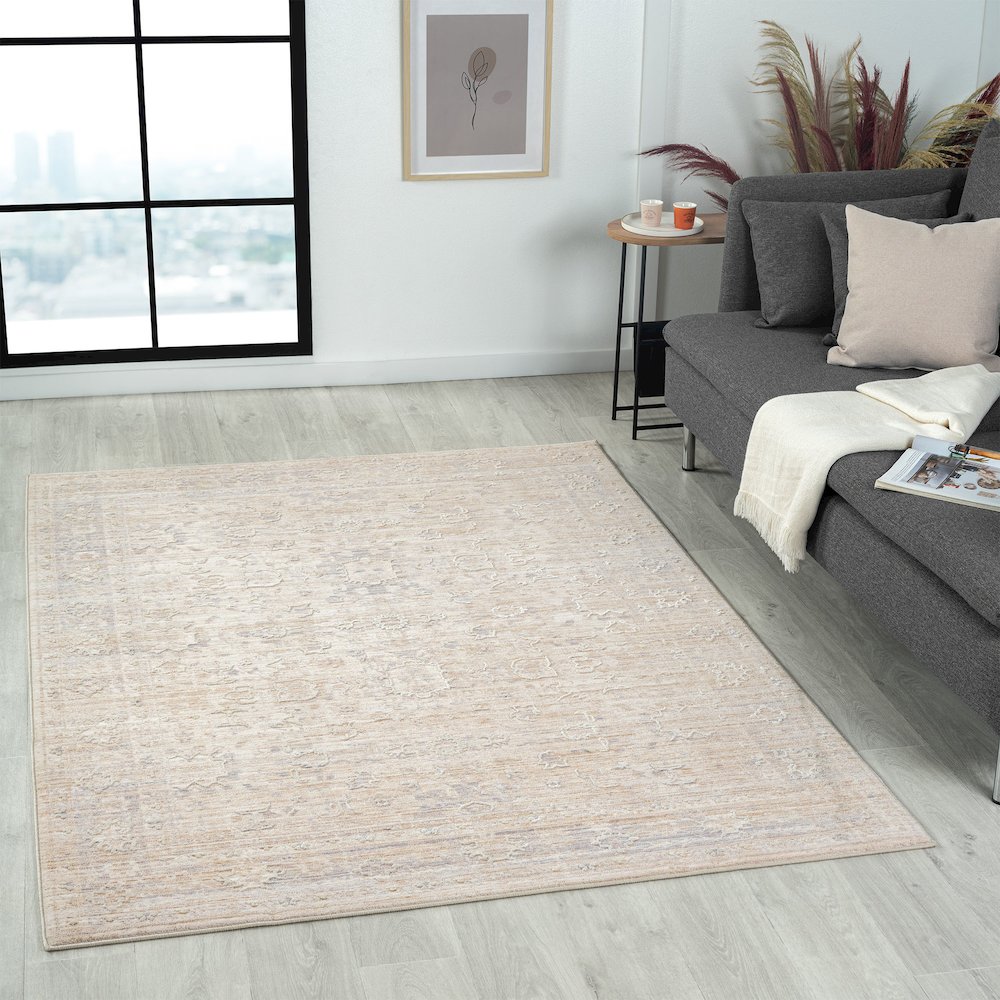 Lancaster Performance Blend Area Rug Indoor in Gray/Beige, 4' X 6'. Picture 2