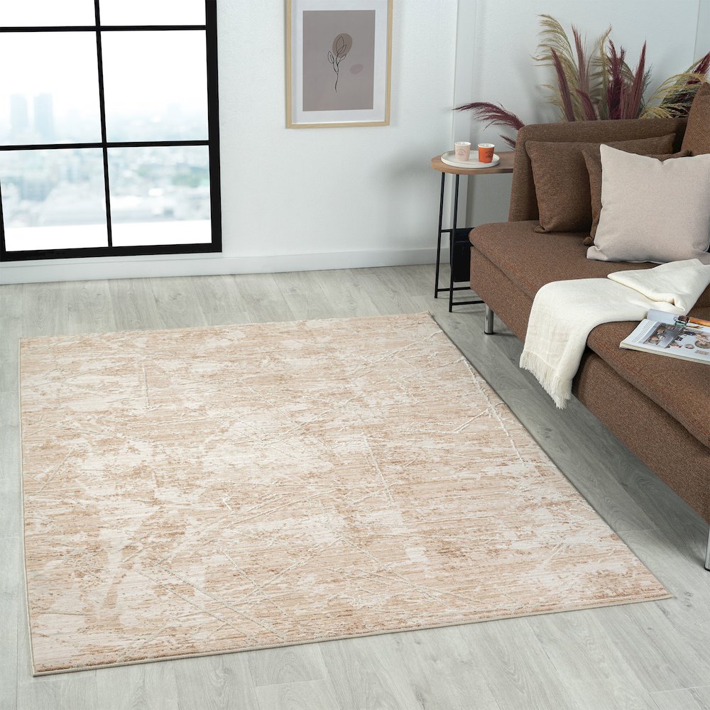 Lancaster Performance Blend Area Rug Indoor in Beige/Cream, 4' X 6'. Picture 2