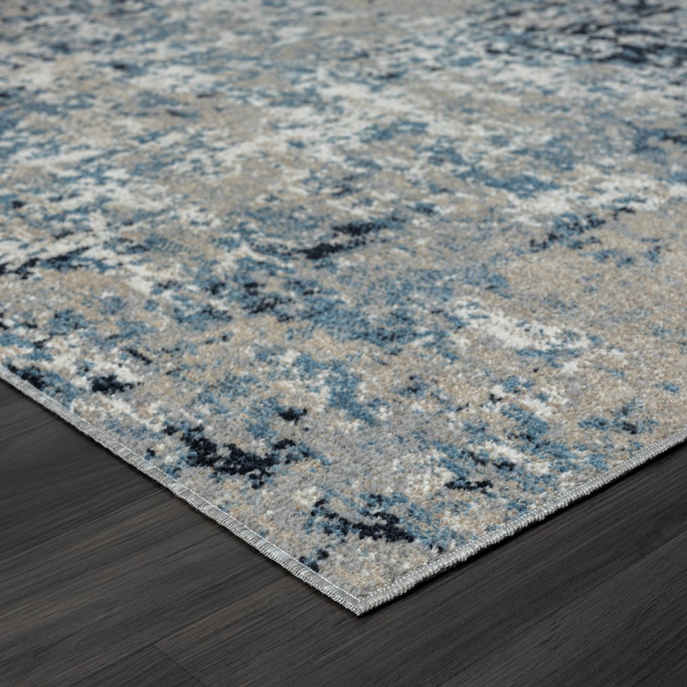 Lanham Durable Performance Area Rug Indoor in Blue/Beige, 5' x 7'. Picture 3
