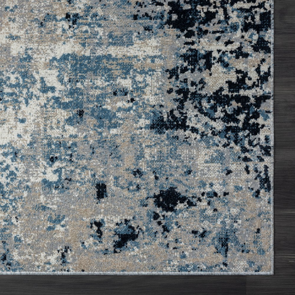 Lanham Durable Performance Area Rug Indoor in Blue/Beige, 5' x 7'. Picture 5