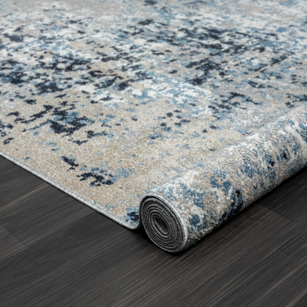 Lanham Durable Performance Area Rug Indoor in Blue/Beige, 5' x 7'. Picture 4