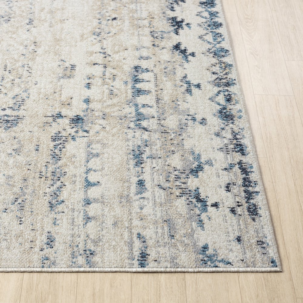 Lanham Durable Performance Area Rug Indoor in Ivory/Blue, 2' x 3'. Picture 5