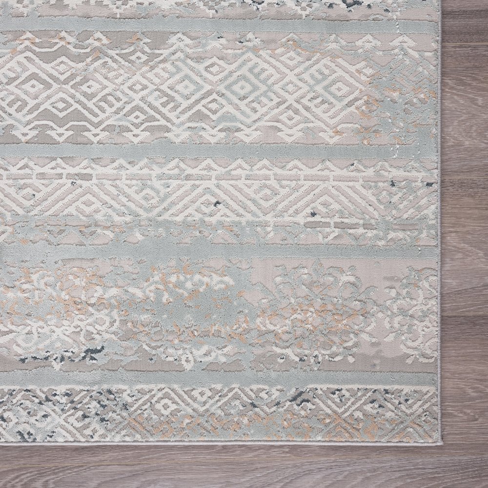Michelle Durable Performance Area Rug Indoor in Blue/Cream, 1'10" x 3'. Picture 3