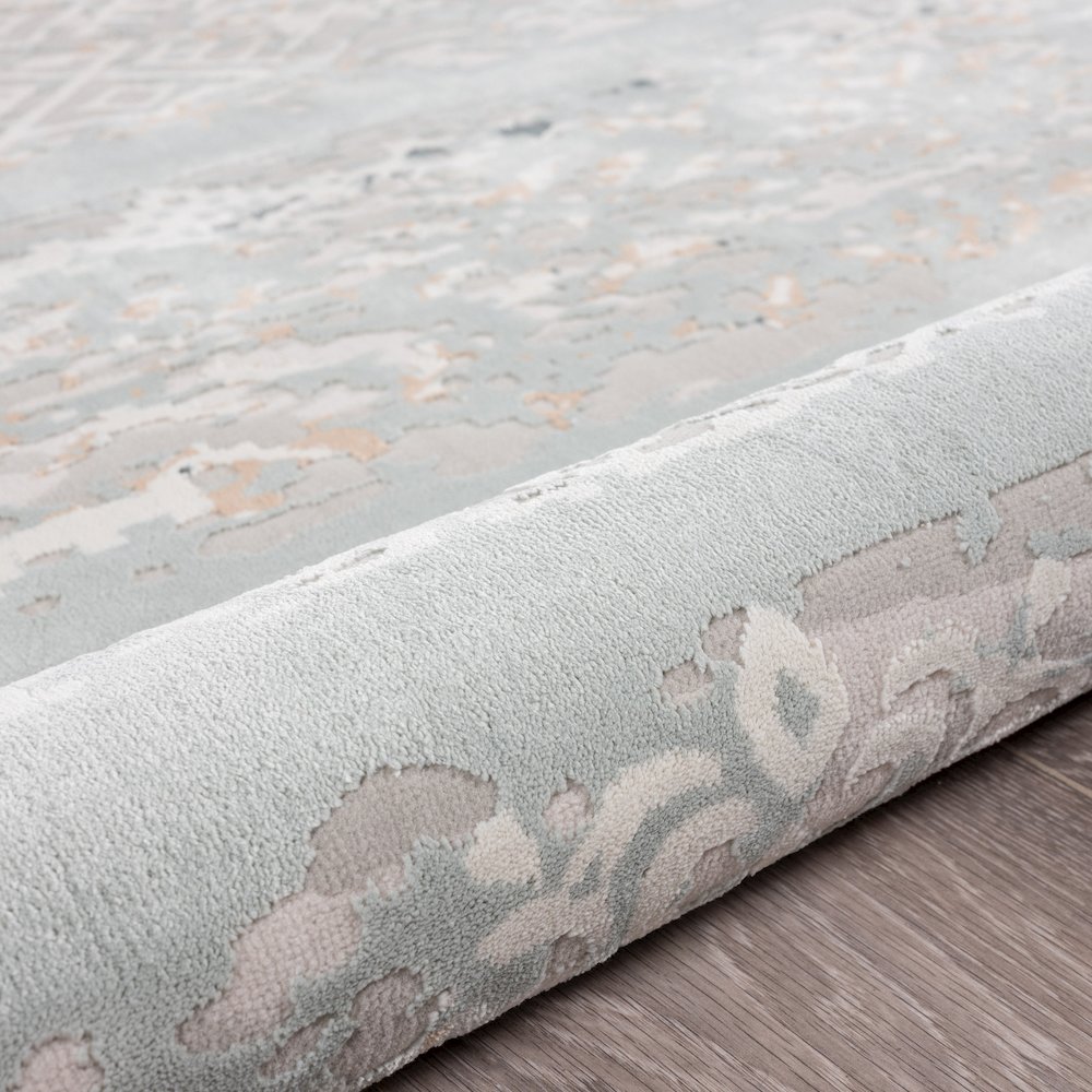 Michelle Durable Performance Area Rug Indoor in Blue/Cream, 1'10" x 3'. Picture 5