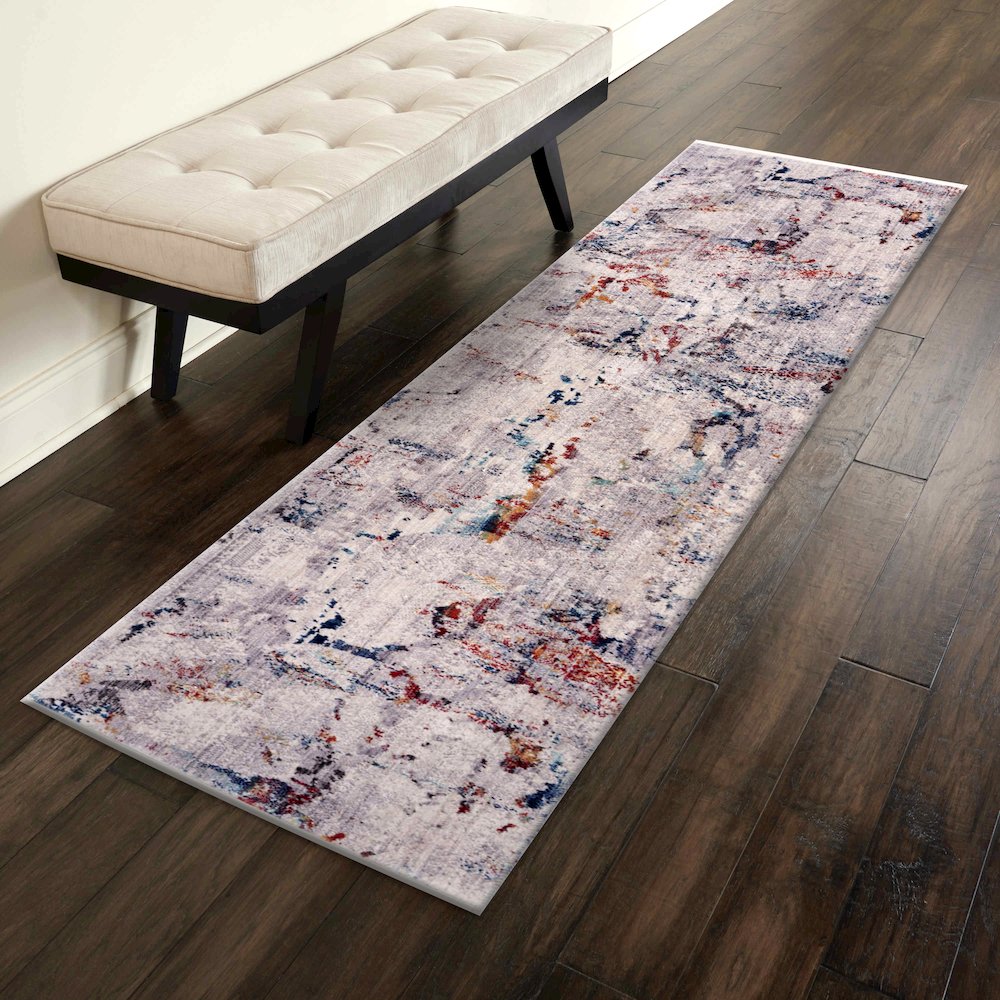 Mirage Durable Performance Area Rug Indoor in Gray/Multicolored, 2'2" x 7'7". Picture 2