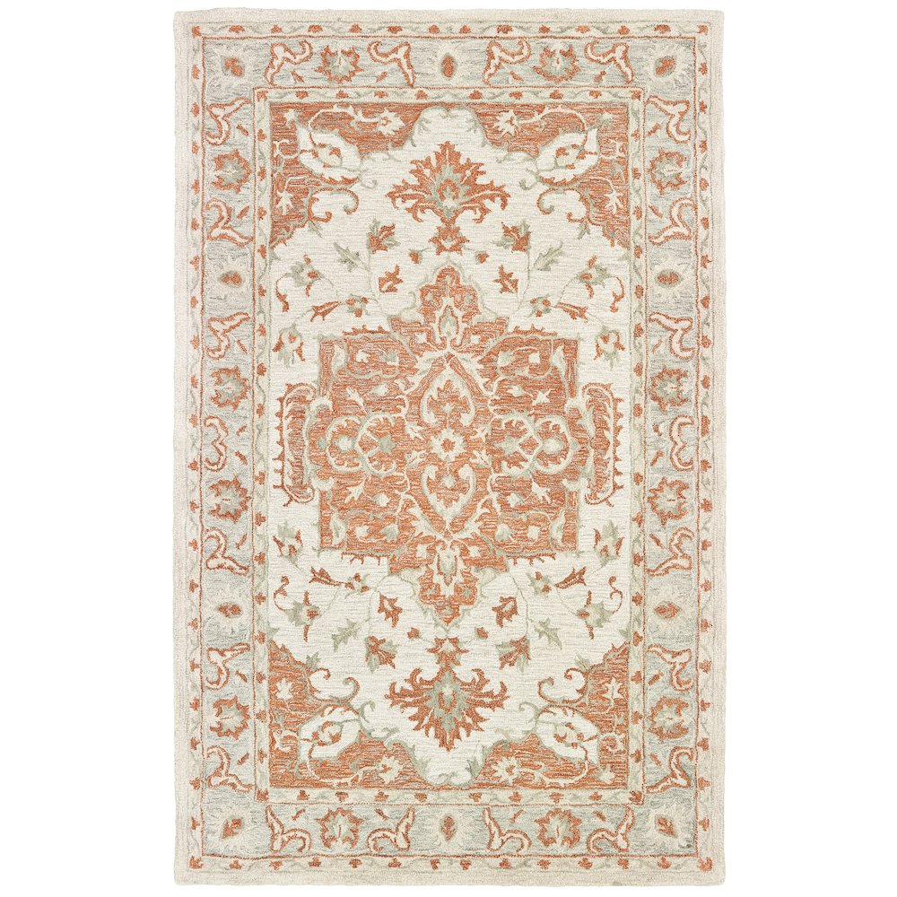 Modern Traditions Wool Area Rug Indoor in Orange/Gray, 9' x 12'. Picture 1