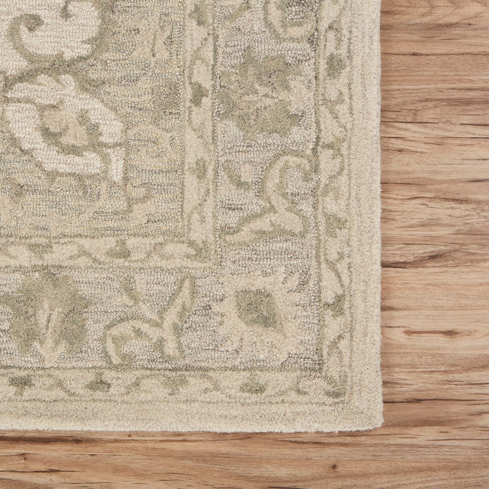 Modern Traditions Wool Area Rug Indoor in Green/Gray, 5' x 7'9". Picture 6