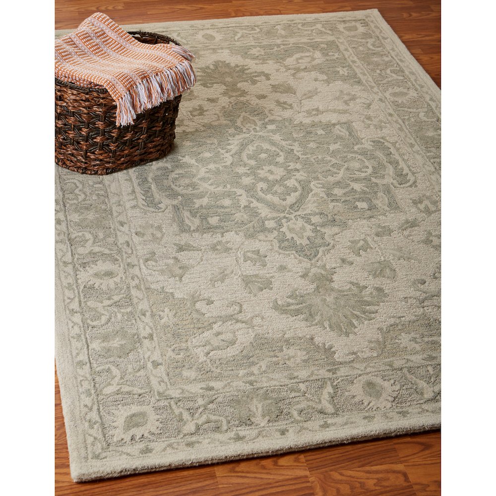 Modern Traditions Wool Area Rug Indoor in Green/Gray, 5' x 7'9". Picture 9