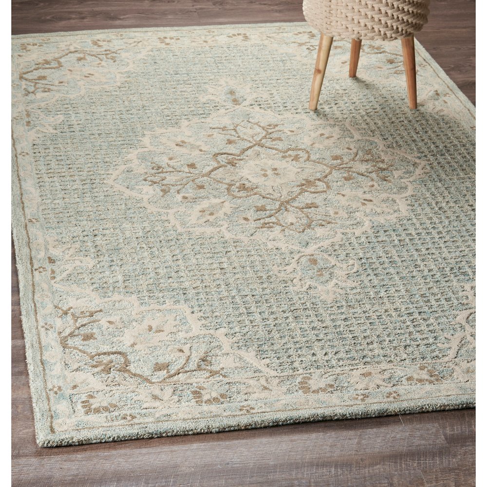 Modern Traditions Wool Area Rug Indoor in Blue, 5' x 7'9". Picture 7