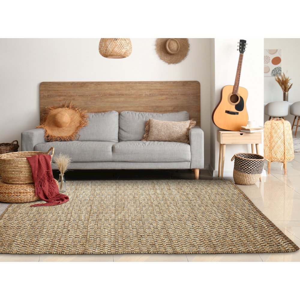 Natural Fiber Jute Blend Area Rug Indoor in Tan/Brown, 9' x 12'. Picture 7