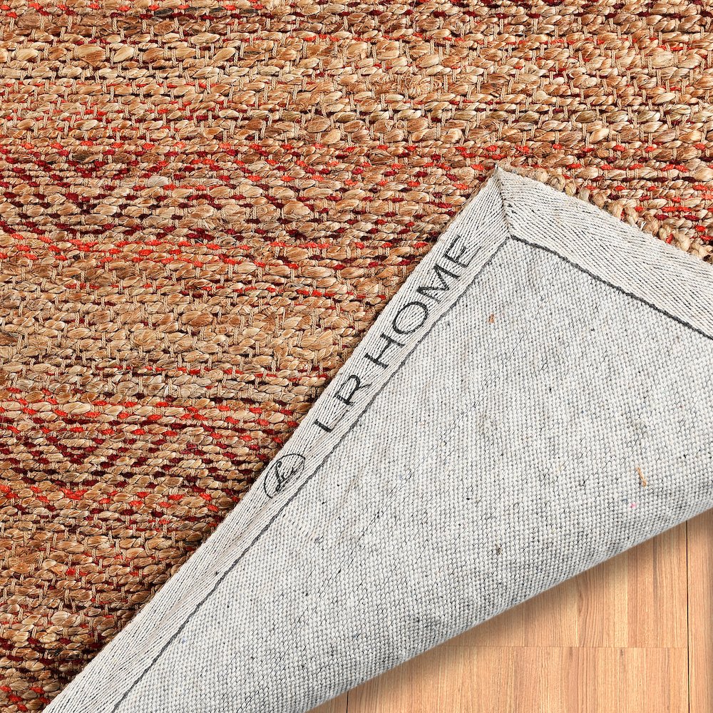 Natural Fiber Cotton Canvas Area Rug Indoor in Tan/Red, 7'9" x 9'9". Picture 3