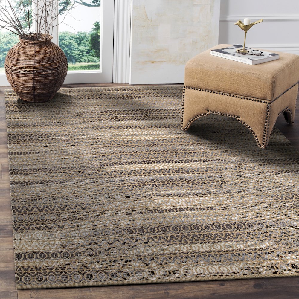 Natural Fiber Cotton Canvas Area Rug Indoor in Tan/Gray, 5' x 7'9". Picture 3