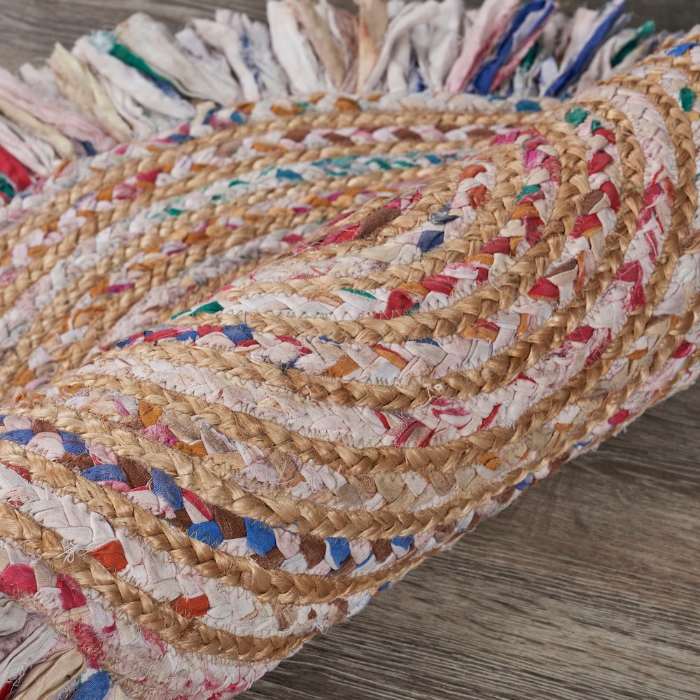 Boutique Jute Cotton Blend Area Rug Indoor in White/Multicolored, 3'6" Round. Picture 5