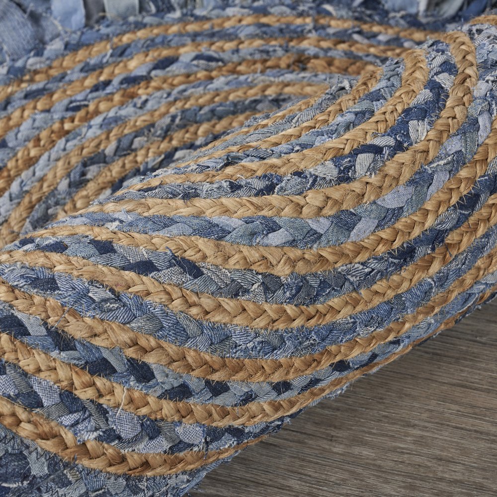 Boutique Jute Cotton Blend Area Rug Indoor in Blue/Multicolored, 3'6" Round. Picture 5